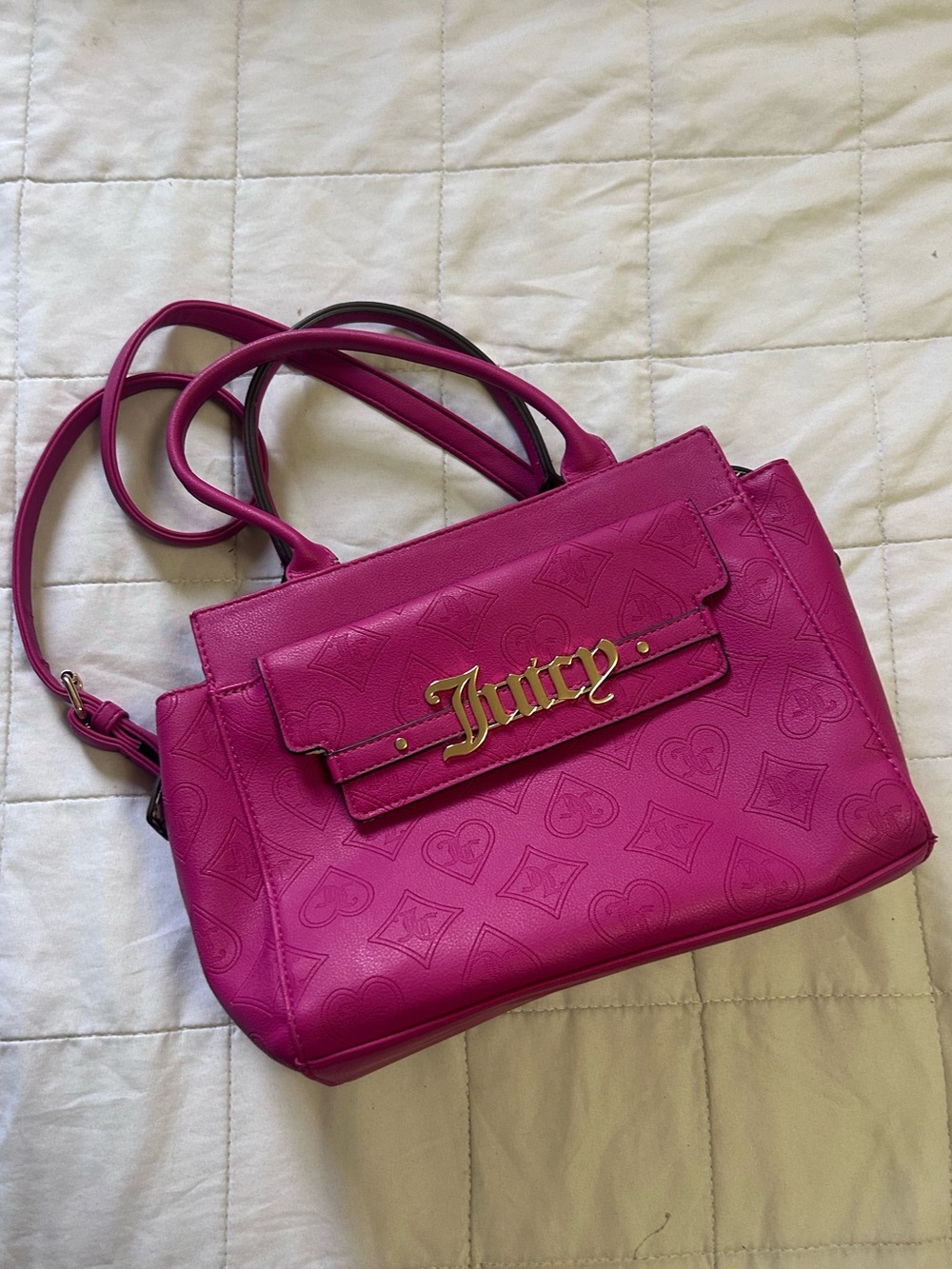 Juicy Couture Hot Pink Shoulder Bag with Gold Hardware